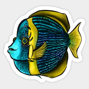 Angelfish Tropical Fish With Eyelashes Sticker